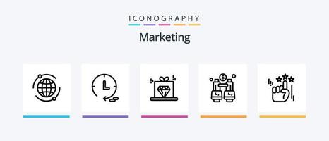 linha de marketing 5 pacote de ícones incluindo . marketing. meta. conectados. dólar. design de ícones criativos vetor