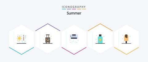 pacote de ícones planos de verão 25, incluindo verão. loção. verão. tecnologia. frio vetor