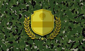 fundo de camuflagem militar com ícone de escudo vetor