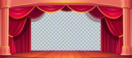 palco de teatro com cortinas e pano de fundo vazio vetor