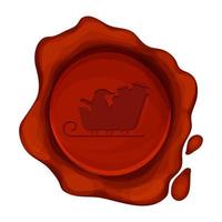 selo de cera de natal com papai noel redondo toco cor vermelha no estilo cartoon isolado no fundo branco. decoração, saudação, ano novo. ilustração vetorial