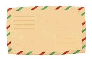 carta de Natal, envelope com selo, selo e ramo de pinheiro em estilo cartoon, isolado no fundo branco. saudação, decoração. papel texturizado vintage. . ilustração vetorial vetor