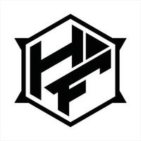 modelo de design de monograma de logotipo hf vetor