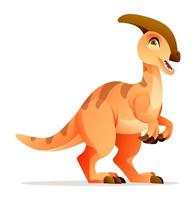 ilustração bonito dos desenhos animados do dinossauro parasaurolophus isolada no fundo branco vetor
