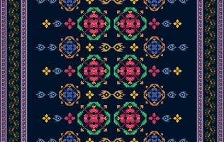 Projeto de decoração de padrão sem emenda étnica ikat. tapete de tecido asteca boho mandalas papel de parede têxtil. ornamentos de motivos nativos tribais vetor de bordado tradicional folclórico afro-americano