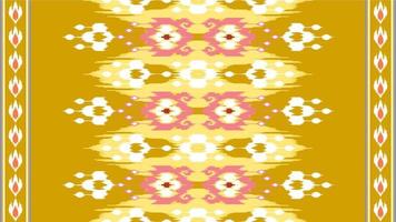 Projeto de decoração de padrão sem emenda étnica ikat. tapete de tecido asteca boho mandalas papel de parede têxtil. ornamentos de motivos nativos tribais vetor de bordado tradicional folclórico afro-americano