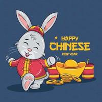feliz ano novo chinês 2023. adorável coelhinho fofo ilustração vetorial pro download vetor