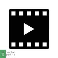 filme, reproduza o ícone de vídeo. bobina de filme, fita de roteiro de cinema, tira, rolo, tira de filme, conceito de entretenimento. estilo plano simples. ilustração vetorial isolada no fundo branco. eps 10. vetor