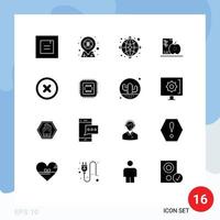 16 ícones criativos sinais modernos e símbolos de elementos de design de vetores editáveis de dieta saudável cancelada de frutos do globo