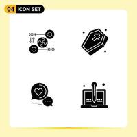 4 ícones criativos, sinais modernos e símbolos de quebra-cabeça, bate-papo, bolha, marketing, halloween, sms, vetoriais editáveis, elementos de design vetor