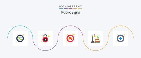 pacote de ícones plana 5 de sinais públicos, incluindo a cidade. noite. inseguro. lua. Lugar, colocar vetor