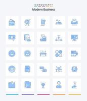 pacote de ícones azuis de negócios modernos criativos 25, como celular. Bate-papo ao vivo. mirar. bate-papo. missão vetor