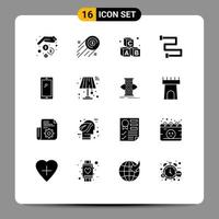 16 ícones criativos sinais modernos e símbolos de elementos de design de vetores editáveis de banheiro de trilho de alfabeto de telefone móvel