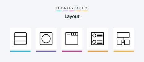 pacote de ícones da linha de layout 5, incluindo . guias. layout. navegador. pilha. design de ícones criativos vetor