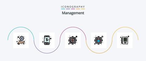 linha de gerenciamento cheia de pacote de ícones de 5 planos, incluindo gerenciamento. o negócio. gerenciamento. do utilizador. gerenciamento vetor