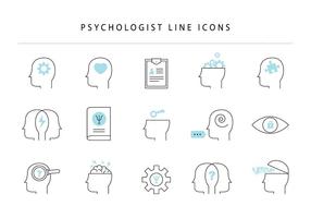 Ícones de linha de psicólogo