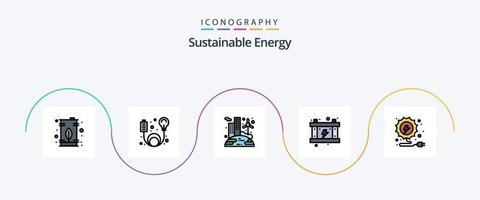 linha de energia sustentável cheia de pacote de 5 ícones planos, incluindo eletricidade. potência. energia. energia. vento vetor