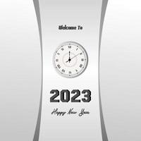 feliz ano novo celebração 2023 com letras de tipografia. ilustração vetorial, texto e número vetor