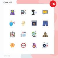 pacote de interface de usuário de 16 cores planas básicas de pacote editável de bate-papo por vídeo de câmera de serviço bloqueado de elementos de design de vetores criativos