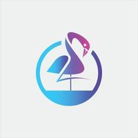design de logotipo flamingo vetor animal pássaro, natureza vida selvagem fauna ícone elemento gráfico