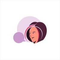 simples ilustração plana colorida de avatar de cabeça de mulher vetor