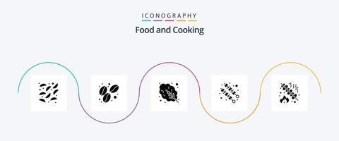 pacote de ícones food glyph 5 incluindo . Festa. Comida. grade. churrasco vetor