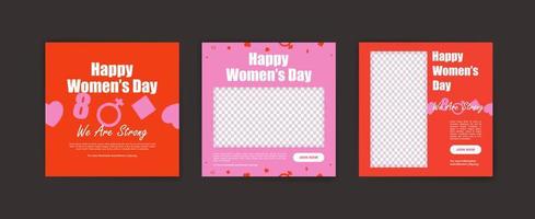 bandeira do dia da mulher feliz. modelo de postagem de mídia social para comemorar o feliz dia da mulher. vetor