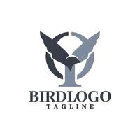 logotipo da letra y e o com uma ilustração de uma cabeça de pássaro. bom para qualquer logotipo comercial. vetor