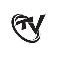 ícone plano de design de logotipo de tv vetor