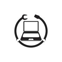 vetor de reparação de computador e laptop design de ilustração de ícone de modelo de logotipo