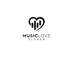 onda sonora com design de logotipo de amor, logotipo de música de onda, design de logotipo de dj, música de amor ou design de logotipo de vetor de amor de música