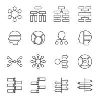 modelo de infográfico de mapa mental moderno. coleção de ícones de linha plana. vetor de design simples