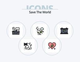 salve o design de ícones do pacote de ícones 5 cheio de linha mundial. vida. crescimento. iceberg. meio Ambiente. Salve  vetor