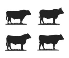 conjunto de ícones de touro. ilustração vetorial do conjunto de ícones do logotipo da silhueta de touro vetor