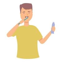 vetor de desenhos animados de ícone de dentes de escova de homem. criança odontológica