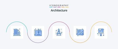 pacote de ícones de arquitetura azul 5, incluindo ideia. esboço, projeto. arquiteto. o negócio. ferramenta vetor