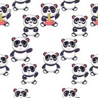 padrão perfeito de design de panda bonito dos desenhos animados vetor