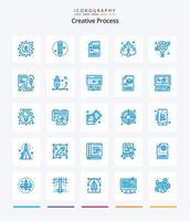 processo criativo criativo 25 pacote de ícones azuis, como criativo. livro. folha. processar. engrenagem vetor
