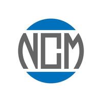 design de logotipo de carta ncm em fundo branco. conceito de logotipo de círculo de iniciais criativas ncm. design de letras ncm. vetor