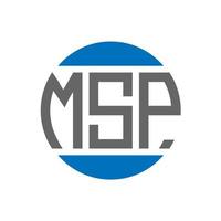 design de logotipo de carta msp em fundo branco. conceito de logotipo de círculo de iniciais criativas msp. design de letras msp. vetor