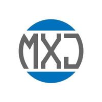 design do logotipo da letra mxj em fundo branco. conceito de logotipo de círculo de iniciais criativas mxj. design de letras mxj. vetor