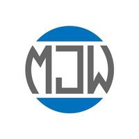 design do logotipo da carta mjw em fundo branco. conceito de logotipo de círculo de iniciais criativas mjw. design de letras mjw. vetor