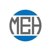 design de logotipo de carta meh em fundo branco. conceito de logotipo de círculo de iniciais criativas meh. design de letras meh. vetor