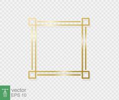 moldura de borda dourada com sombra de luz e efeitos de luz. decoração de ouro em estilo minimalista. elemento gráfico de folha de metal em forma geométrica de retângulo de linha fina. ilustração vetorial eps 10. vetor