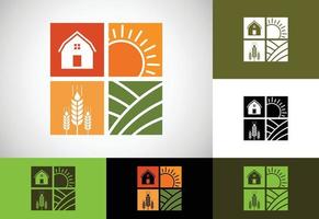 Modelo de logotipo de conceito de casa de fazenda, símbolo de sinal de ícone de agricultura vetor