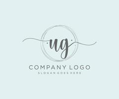 logo feminino inicial ug. utilizável para logotipos de natureza, salão, spa, cosméticos e beleza. elemento de modelo de design de logotipo de vetor plana.