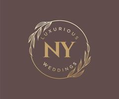 modelo de logotipos de monograma de casamento de letra inicial de Nova York, modelos modernos minimalistas e florais desenhados à mão para cartões de convite, salve a data, identidade elegante. vetor