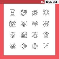 16 ícones criativos sinais modernos e símbolos de elementos de design de vetores editáveis de comida de cartão de dia de natal