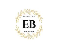 coleção de logotipos de monograma de casamento de letras iniciais eb, modelos modernos minimalistas e florais desenhados à mão para cartões de convite, salve a data, identidade elegante para restaurante, boutique, café em vetor