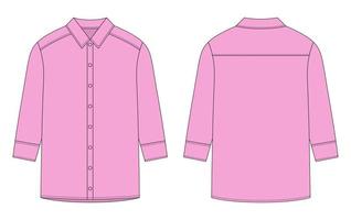 camisa oversized com mangas compridas e desenho técnico de botões. cor rosa. camisa casual unissex simulada. vetor